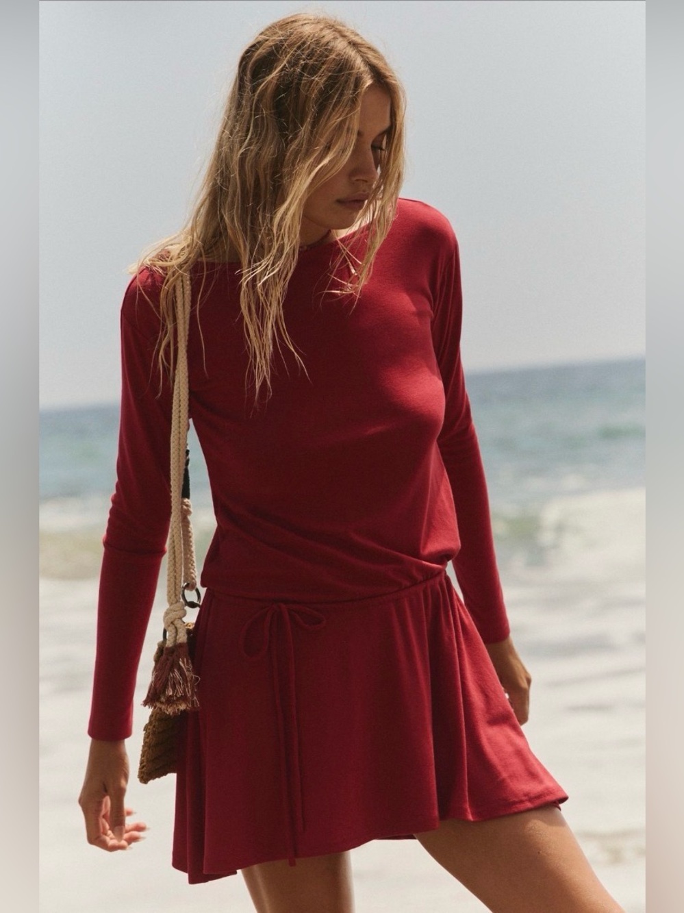 FREE PEOPLE Good Feels Long Sleeve Mini Dress